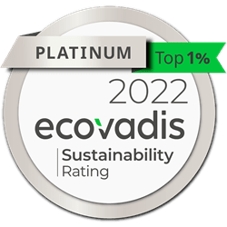 ecovadis Sustainability Rating 2022. Platinum. Top 1%.